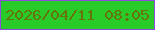 文字の大きさ：5、枠の色：8f4be1、背景の色：28cb27、文字の色：66720c 無料ブログパーツのブログ時計