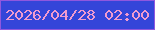 文字の大きさ：5、枠の色：8f57de、背景の色：3445d9、文字の色：f19bcf 無料ブログパーツのブログ時計