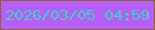 文字の大きさ：3、枠の色：8f601b、背景の色：b75ff9、文字の色：43d2c7 無料ブログパーツのブログ時計