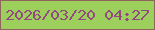 文字の大きさ：5、枠の色：8f645d、背景の色：9ccf5c、文字の色：924a81 無料ブログパーツのブログ時計