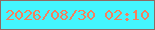 文字の大きさ：4、枠の色：8f6a62、背景の色：44f6fe、文字の色：f5805e 無料ブログパーツのブログ時計