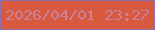 文字の大きさ：1、枠の色：8f70ad、背景の色：d8593d、文字の色：ca819c 無料ブログパーツのブログ時計