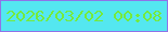 文字の大きさ：5、枠の色：8f73e8、背景の色：54e7f0、文字の色：75eb3c 無料ブログパーツのブログ時計