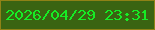 文字の大きさ：5、枠の色：8f8216、背景の色：3a6412、文字の色：16ed25 無料ブログパーツのブログ時計