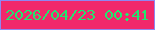 文字の大きさ：3、枠の色：8f86f1、背景の色：f1286b、文字の色：22e66f 無料ブログパーツのブログ時計