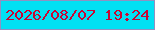 文字の大きさ：1、枠の色：8f91c1、背景の色：01e0f3、文字の色：c90632 無料ブログパーツのブログ時計