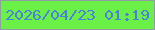 文字の大きさ：1、枠の色：8f9ea5、背景の色：6bf047、文字の色：4a81dc 無料ブログパーツのブログ時計