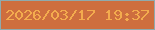 文字の大きさ：4、枠の色：8faaad、背景の色：ce6e3e、文字の色：f3ab4e 無料ブログパーツのブログ時計