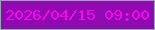 文字の大きさ：5、枠の色：8fabae、背景の色：8f0ab0、文字の色：fa05ec 無料ブログパーツのブログ時計