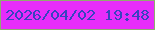 文字の大きさ：1、枠の色：8fac6f、背景の色：e72dfa、文字の色：3843c0 無料ブログパーツのブログ時計