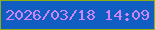 文字の大きさ：1、枠の色：8fae11、背景の色：115ec3、文字の色：cf85fe 無料ブログパーツのブログ時計
