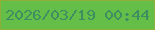 文字の大きさ：2、枠の色：8fb038、背景の色：65be48、文字の色：3c8f61 無料ブログパーツのブログ時計