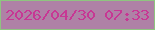 文字の大きさ：5、枠の色：8fc480、背景の色：af81a6、文字の色：c73794 無料ブログパーツのブログ時計