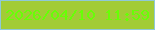 文字の大きさ：5、枠の色：8fc9d8、背景の色：a2cc36、文字の色：67ff06 無料ブログパーツのブログ時計
