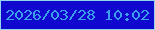 文字の大きさ：5、枠の色：8fd6e8、背景の色：1008ce、文字の色：3b9feb 無料ブログパーツのブログ時計