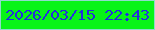 文字の大きさ：1、枠の色：8fdbca、背景の色：08f417、文字の色：232fdd 無料ブログパーツのブログ時計