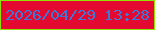 文字の大きさ：3、枠の色：8fe202、背景の色：e40930、文字の色：4077d7 無料ブログパーツのブログ時計