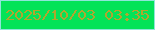 文字の大きさ：5、枠の色：8fe6d9、背景の色：04e358、文字の色：b0a62e 無料ブログパーツのブログ時計