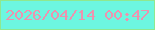 文字の大きさ：4、枠の色：8fe88f、背景の色：6df6e0、文字の色：ed93af 無料ブログパーツのブログ時計