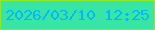 文字の大きさ：1、枠の色：8fea26、背景の色：39e5a5、文字の色：01b8fb 無料ブログパーツのブログ時計
