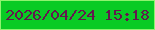 文字の大きさ：2、枠の色：8ff36f、背景の色：09cb24、文字の色：64174e 無料ブログパーツのブログ時計