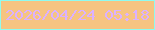 文字の大きさ：5、枠の色：8ffbef、背景の色：f6c481、文字の色：dbb1ff 無料ブログパーツのブログ時計