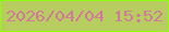 文字の大きさ：3、枠の色：8ffe0f、背景の色：b7cd60、文字の色：d0799c 無料ブログパーツのブログ時計