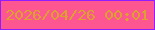 文字の大きさ：2、枠の色：901cff、背景の色：fe5691、文字の色：dd9f2d 無料ブログパーツのブログ時計
