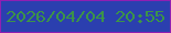 文字の大きさ：2、枠の色：901fb2、背景の色：2b3faf、文字の色：3c9348 無料ブログパーツのブログ時計