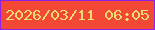 文字の大きさ：1、枠の色：9022e7、背景の色：f34835、文字の色：e9dd6f 無料ブログパーツのブログ時計