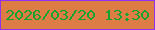 文字の大きさ：4、枠の色：9032f1、背景の色：de7c45、文字の色：17a330 無料ブログパーツのブログ時計