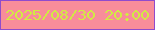 文字の大きさ：4、枠の色：904bcc、背景の色：f88d9a、文字の色：d2ea43 無料ブログパーツのブログ時計