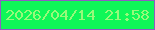 文字の大きさ：2、枠の色：905cc3、背景の色：0ff758、文字の色：98f97a 無料ブログパーツのブログ時計