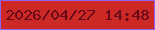 文字の大きさ：3、枠の色：9064f1、背景の色：cc2826、文字の色：680a19 無料ブログパーツのブログ時計