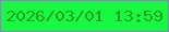 文字の大きさ：1、枠の色：907fc5、背景の色：17f940、文字の色：289f22 無料ブログパーツのブログ時計
