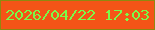 文字の大きさ：3、枠の色：90880f、背景の色：f45417、文字の色：7afa49 無料ブログパーツのブログ時計