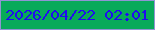 文字の大きさ：5、枠の色：9094d4、背景の色：08aa5a、文字の色：200cef 無料ブログパーツのブログ時計