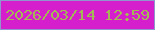 文字の大きさ：4、枠の色：9096cd、背景の色：d61fcc、文字の色：a4b955 無料ブログパーツのブログ時計