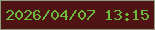 文字の大きさ：2、枠の色：909b80、背景の色：501313、文字の色：6eb93a 無料ブログパーツのブログ時計