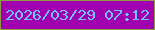 文字の大きさ：5、枠の色：909c43、背景の色：a000b0、文字の色：71c2f6 無料ブログパーツのブログ時計
