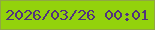 文字の大きさ：1、枠の色：90a743、背景の色：93d20c、文字の色：52337d 無料ブログパーツのブログ時計