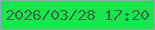 文字の大きさ：2、枠の色：90a7be、背景の色：15e849、文字の色：446651 無料ブログパーツのブログ時計