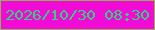 文字の大きさ：5、枠の色：90b352、背景の色：f20ad7、文字の色：2cd578 無料ブログパーツのブログ時計