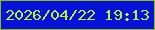 文字の大きさ：1、枠の色：90be02、背景の色：0611d9、文字の色：b9f32d 無料ブログパーツのブログ時計