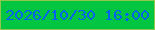 文字の大きさ：5、枠の色：90c64a、背景の色：02c641、文字の色：0263ee 無料ブログパーツのブログ時計