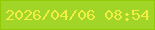 文字の大きさ：5、枠の色：90ca04、背景の色：a1d628、文字の色：f3ee43 無料ブログパーツのブログ時計