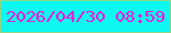 文字の大きさ：2、枠の色：90d685、背景の色：0cf8f0、文字の色：eb1cd4 無料ブログパーツのブログ時計