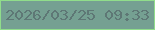 文字の大きさ：1、枠の色：90dd8b、背景の色：75a092、文字の色：5e7775 無料ブログパーツのブログ時計