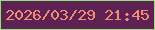 文字の大きさ：5、枠の色：90e473、背景の色：5d2154、文字の色：f38e76 無料ブログパーツのブログ時計