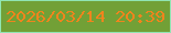 文字の大きさ：2、枠の色：90e5b2、背景の色：72a036、文字の色：f0841d 無料ブログパーツのブログ時計